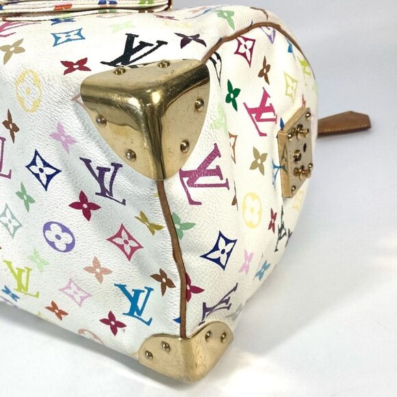 LOUIS VUITTON M92643 MonogramMulticolore Speedy30 Hand Bag Blanc White - Picture 5 of 16